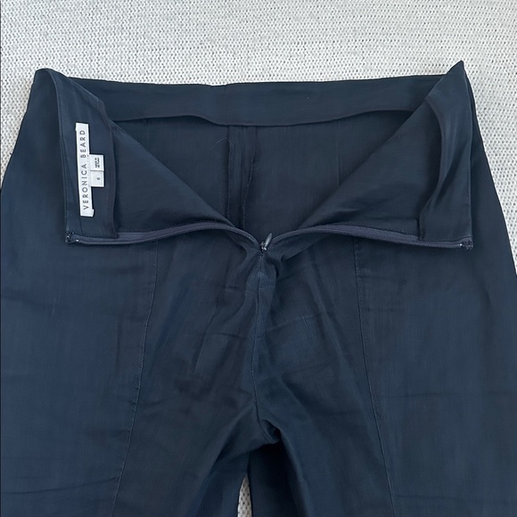 Veronica Beard Linen Straight Leg Trousers Navy Size 6 - Picture 9 of 9